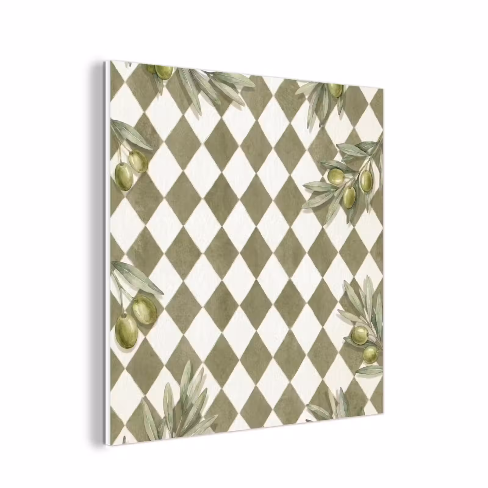 Forex - Plant - Olijftakken - Waterverf - Mediterraan - Groen — 1