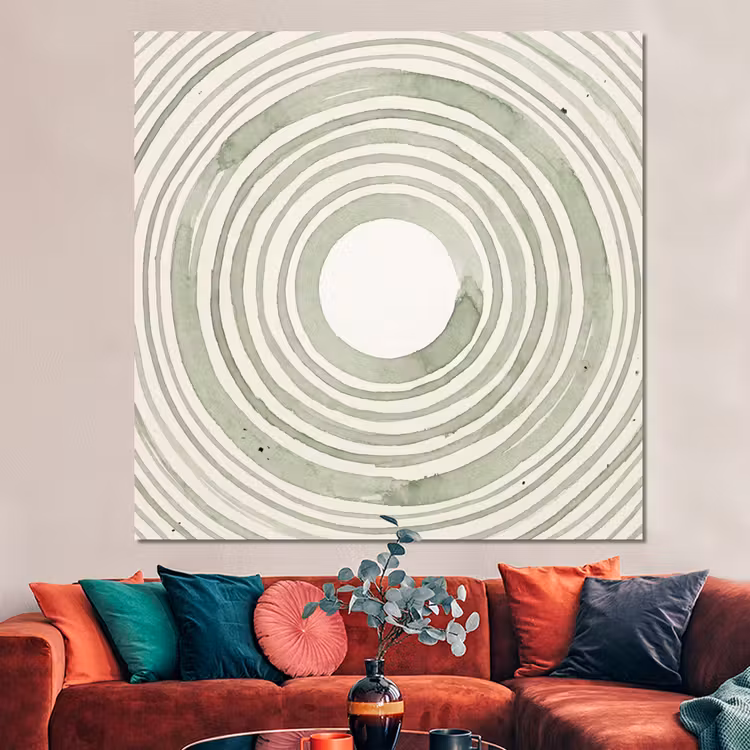 Forex - Abstractie - Cirkels - Waterverf - Groen - Modern — 3