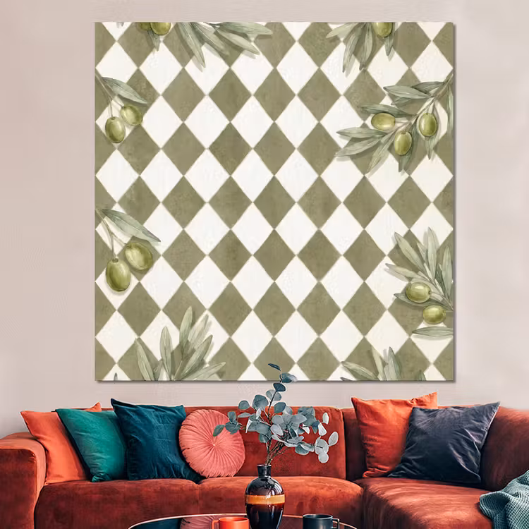 Forex - Plant - Olijftakken - Waterverf - Mediterraan - Groen — 3
