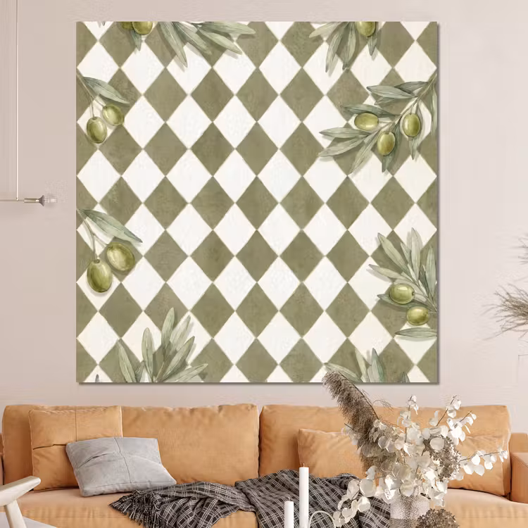 Forex - Plant - Olijftakken - Waterverf - Mediterraan - Groen — 4