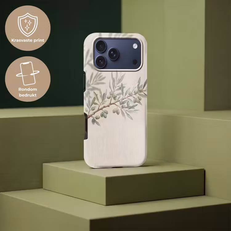 Telefoonhoesje Toughcase - Olijftak - Bladeren - Natuur - Groen - Beige — 7