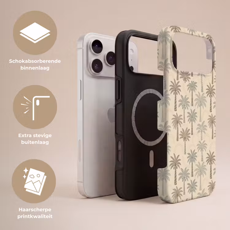 Telefoonhoesje Toughcase - Palmbomen - Patroon - Tropisch - Beige — 3