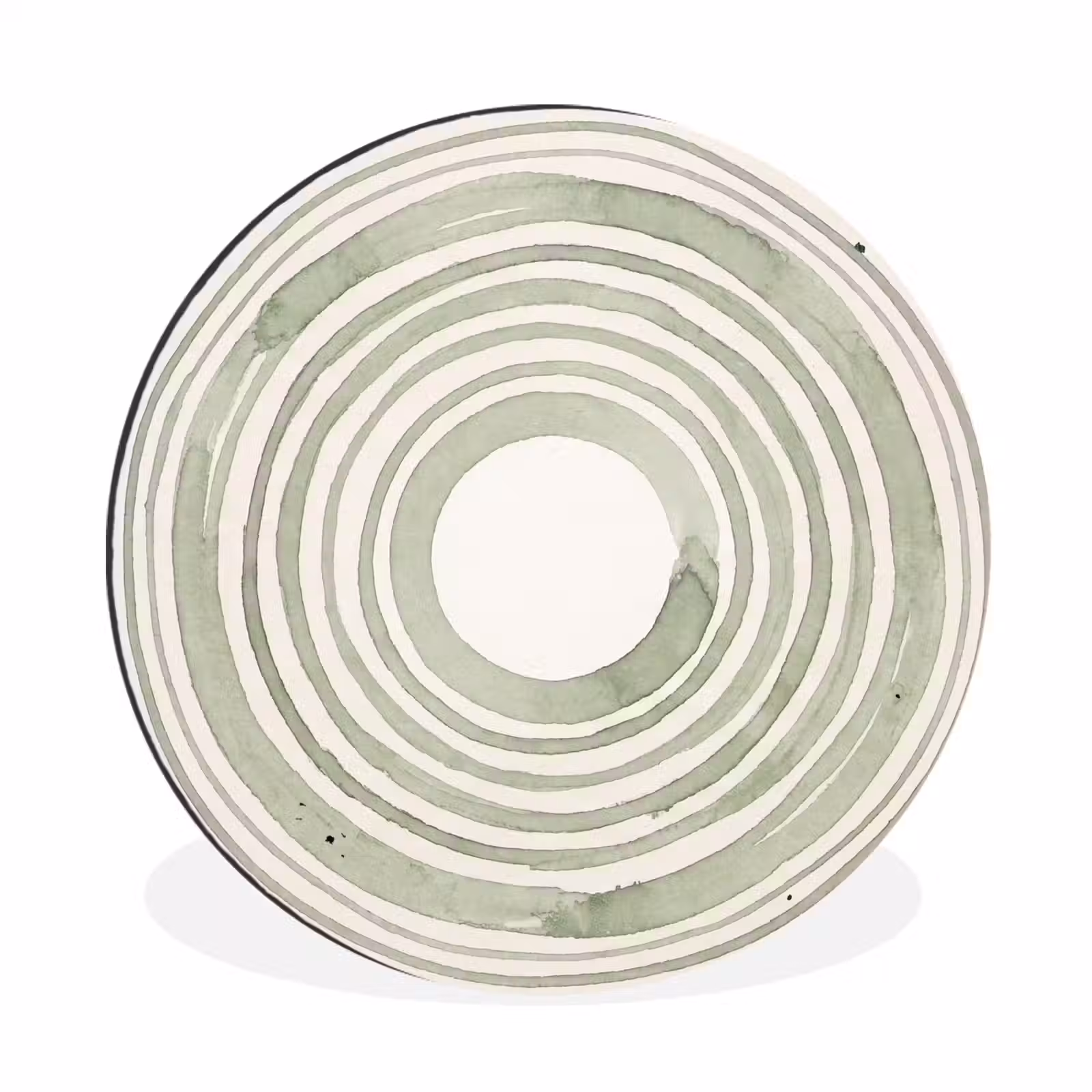Wandcirkel - Aluminium - Abstractie - Cirkels - Waterverf - Groen - Modern — 1