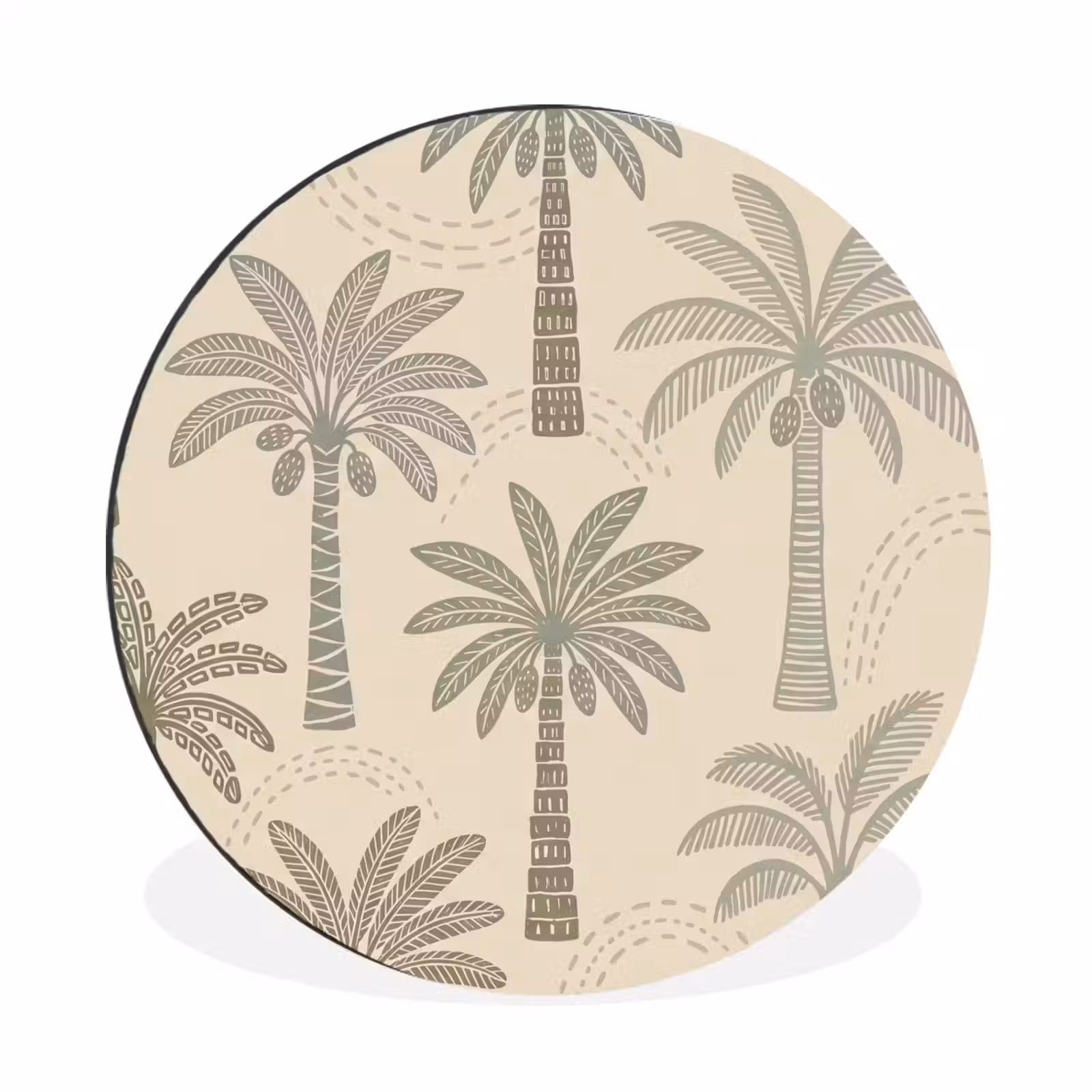 Wandcirkel - Aluminium - Palmbomen - Patroon - Tropisch - Beige — 1