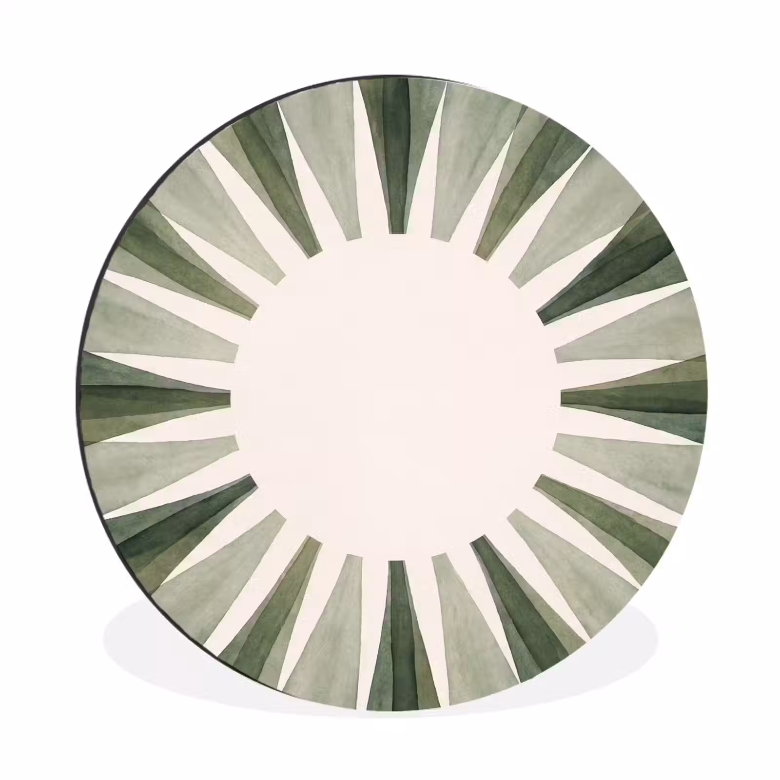 Wandcirkel - Aluminium - Planten - Abstract - Waterverf - Groen - Natuur — 1
