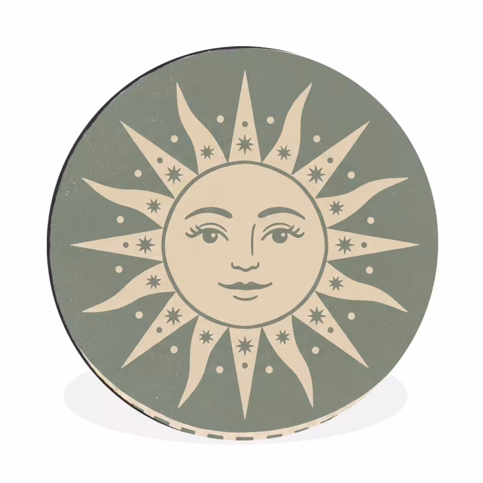 Wandcirkel - Aluminium - Zon - Sterren - Astrologie - Vintage - Groen — 1
