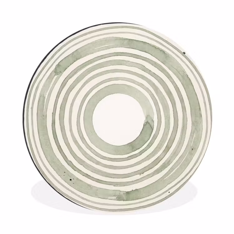 Wandcirkel - Aluminium - Abstractie - Cirkels - Waterverf - Groen - Modern — 1