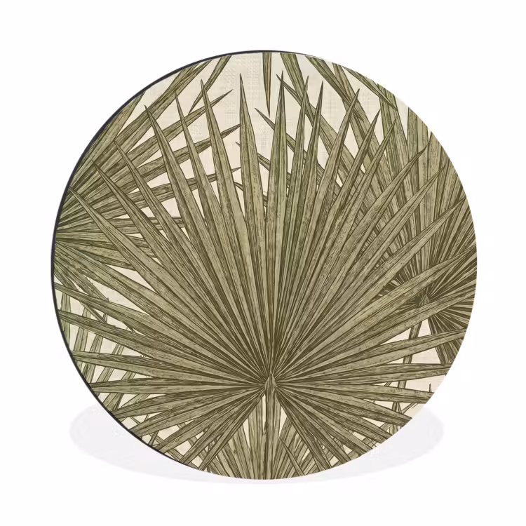 Wandcirkel - Aluminium - Blad - Tropisch - Patroon - Natuur - Groen — 1