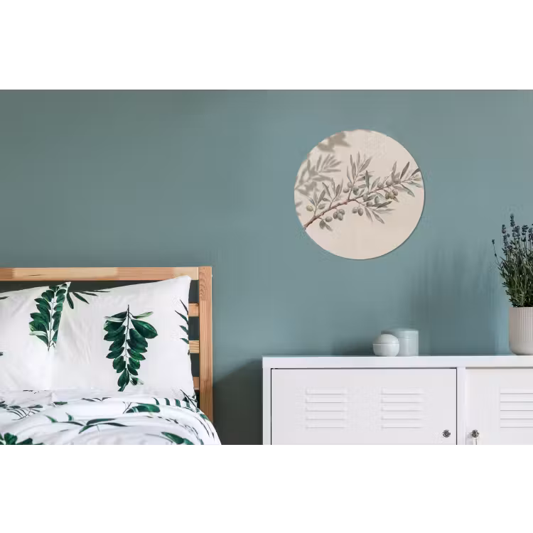 Wandcirkel - Aluminium - Olijftak - Bladeren - Natuur - Groen - Beige — 4