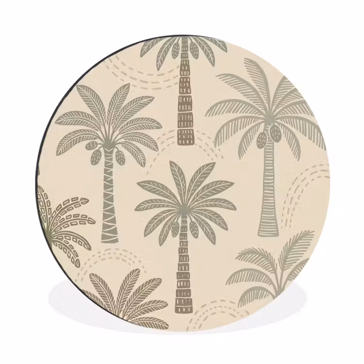 Wandcirkel - Aluminium - Palmbomen - Patroon - Tropisch - Beige — 1