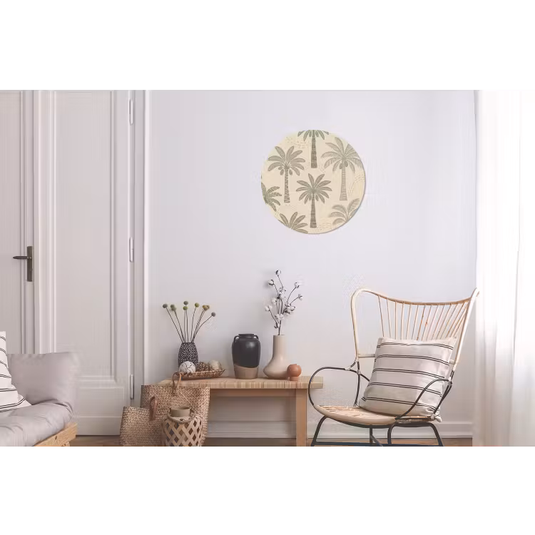 Wandcirkel - Aluminium - Palmbomen - Patroon - Tropisch - Beige — 2