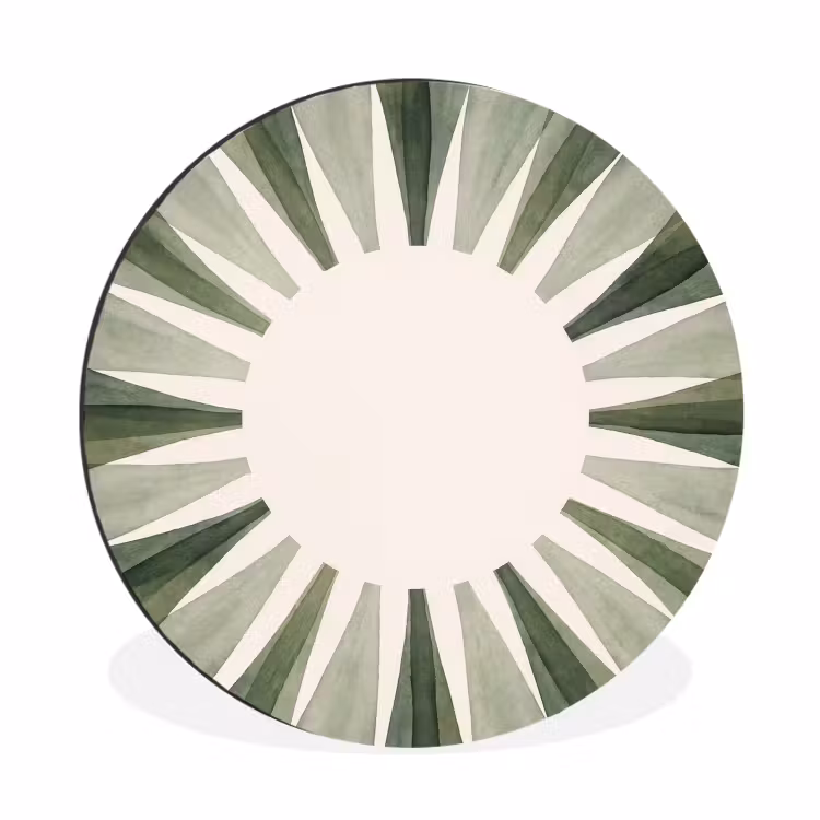 Wandcirkel - Aluminium - Planten - Abstract - Waterverf - Groen - Natuur — 1
