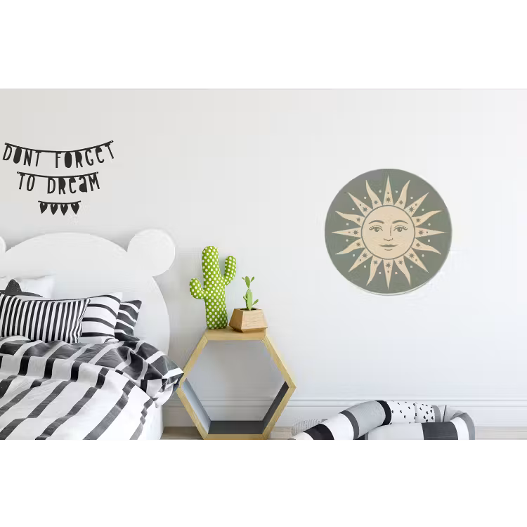 Wandcirkel - Aluminium - Zon - Sterren - Astrologie - Vintage - Groen — 5