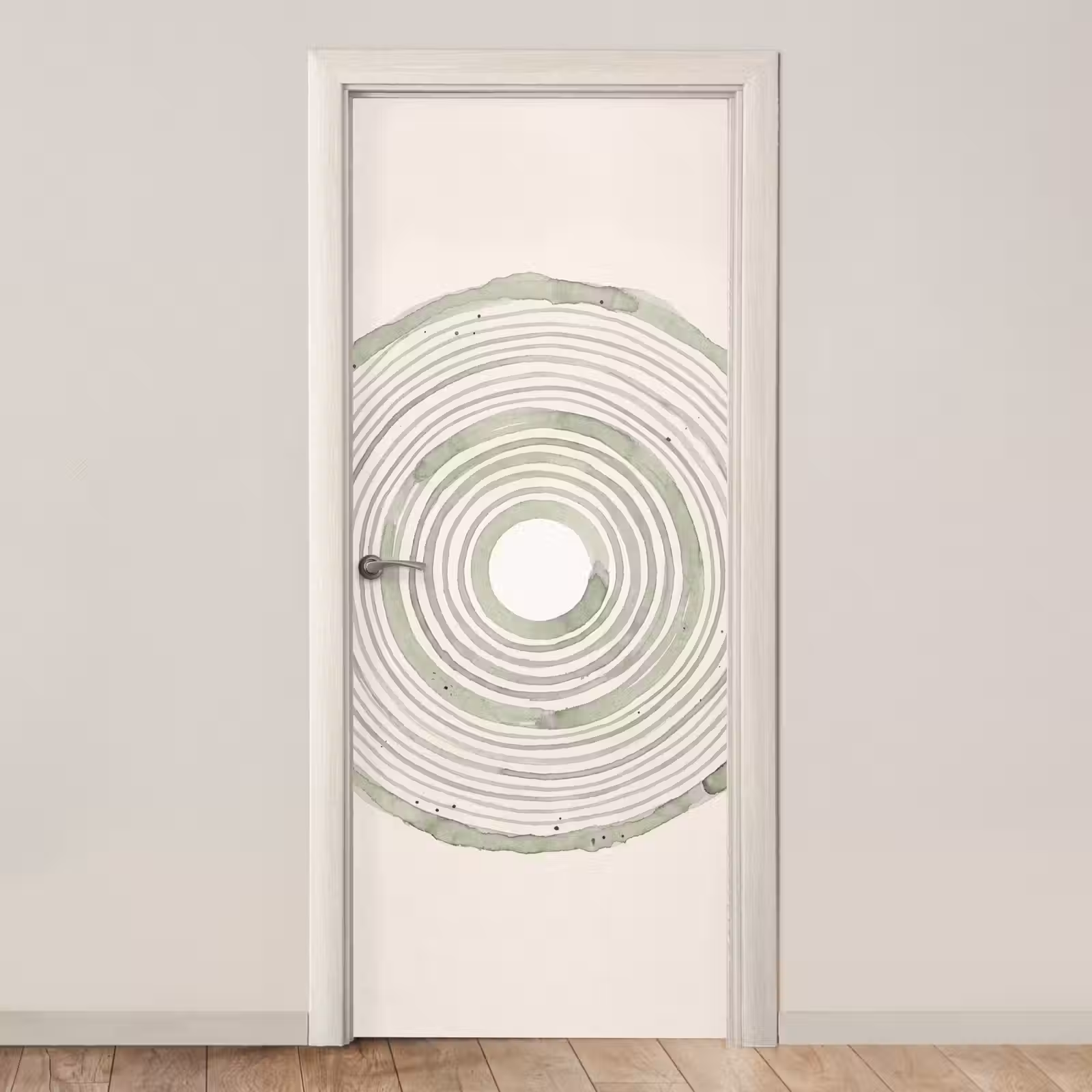 Deursticker - Abstractie - Cirkels - Waterverf - Groen - Modern — 1