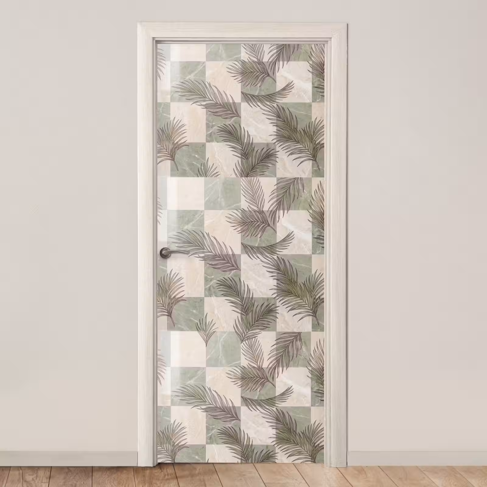 Deursticker - Planten - Bladeren - Marmer - Modern - Groen — 1