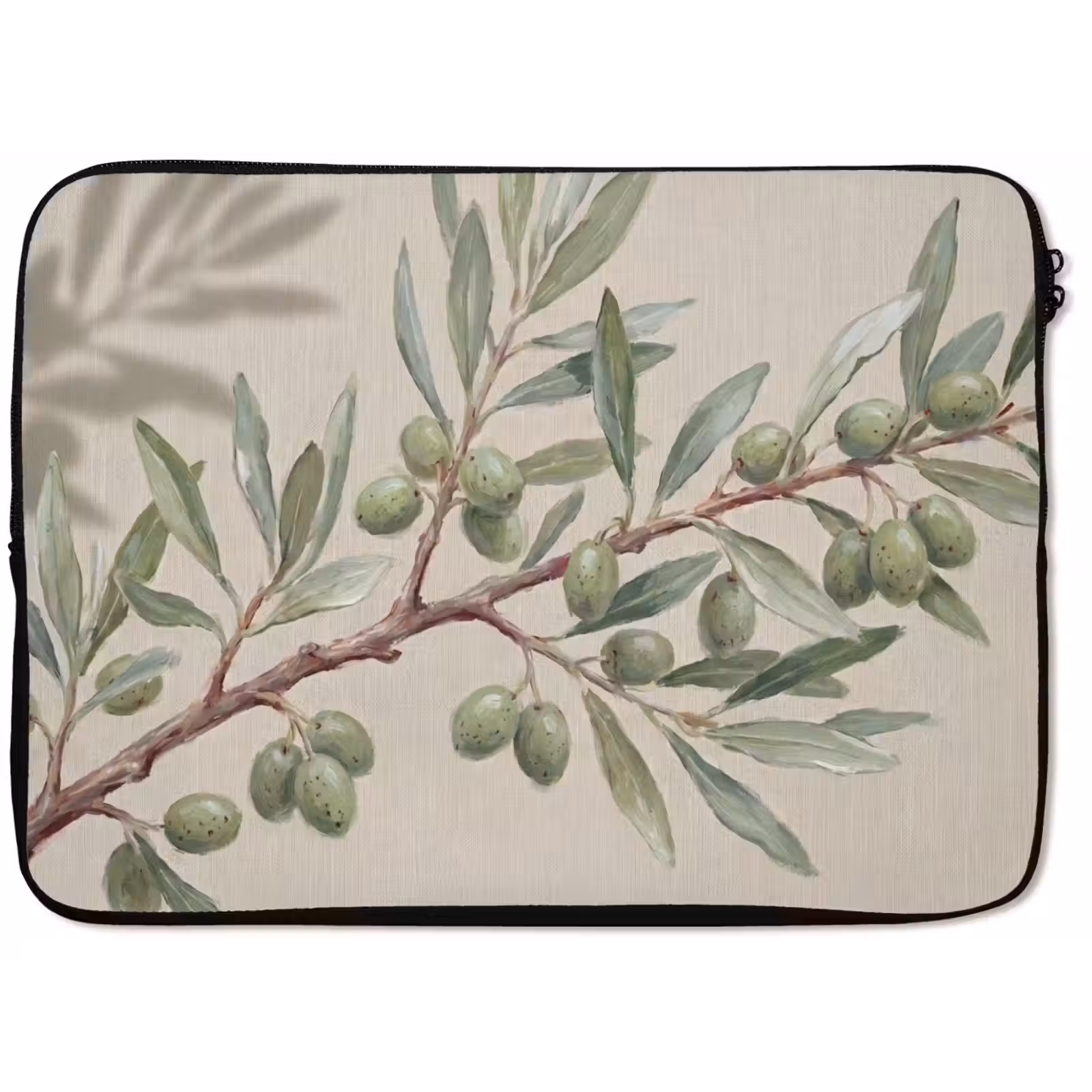 Laptophoes - Olijftak - Bladeren - Natuur - Groen - Beige — 1