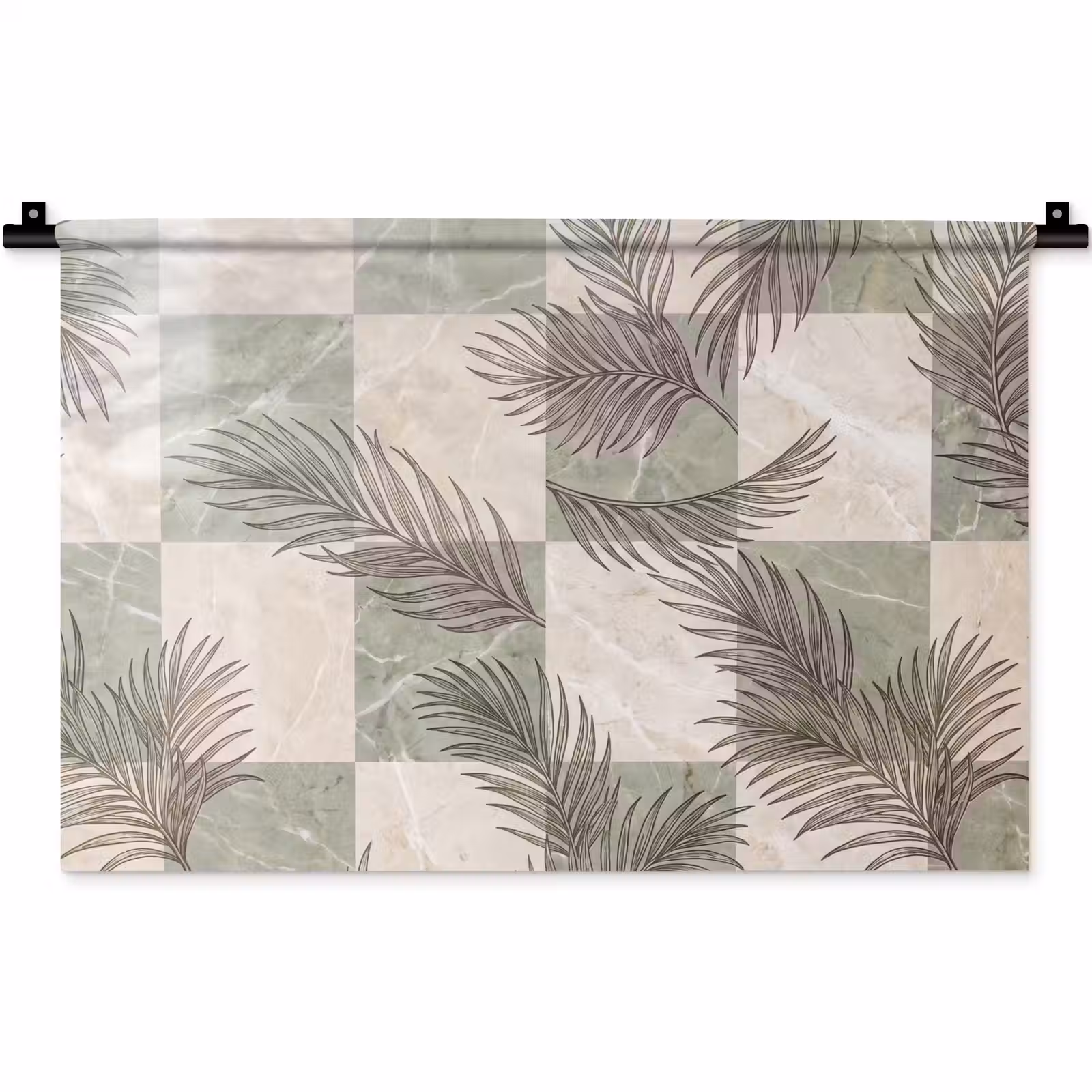 Wandkleed - Planten - Bladeren - Marmer - Modern - Groen — 1