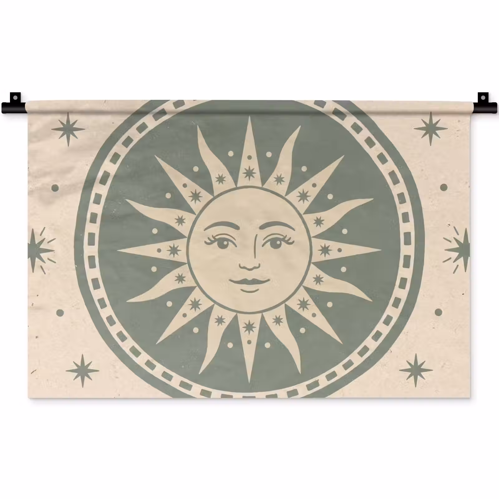 Wandkleed - Zon - Sterren - Astrologie - Vintage - Groen — 1