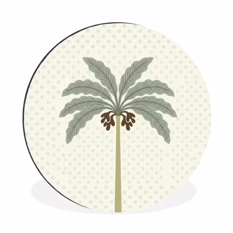 Wandcirkel - Aluminium - Boom - Bladeren - Groen - Decoratief - Beige — 1