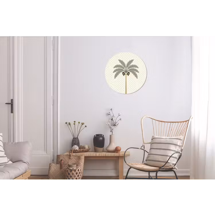 Wandcirkel - Aluminium - Boom - Bladeren - Groen - Decoratief - Beige — 2