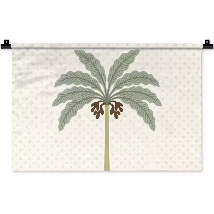 Wandkleed - Boom - Bladeren - Groen - Decoratief - Beige — 1