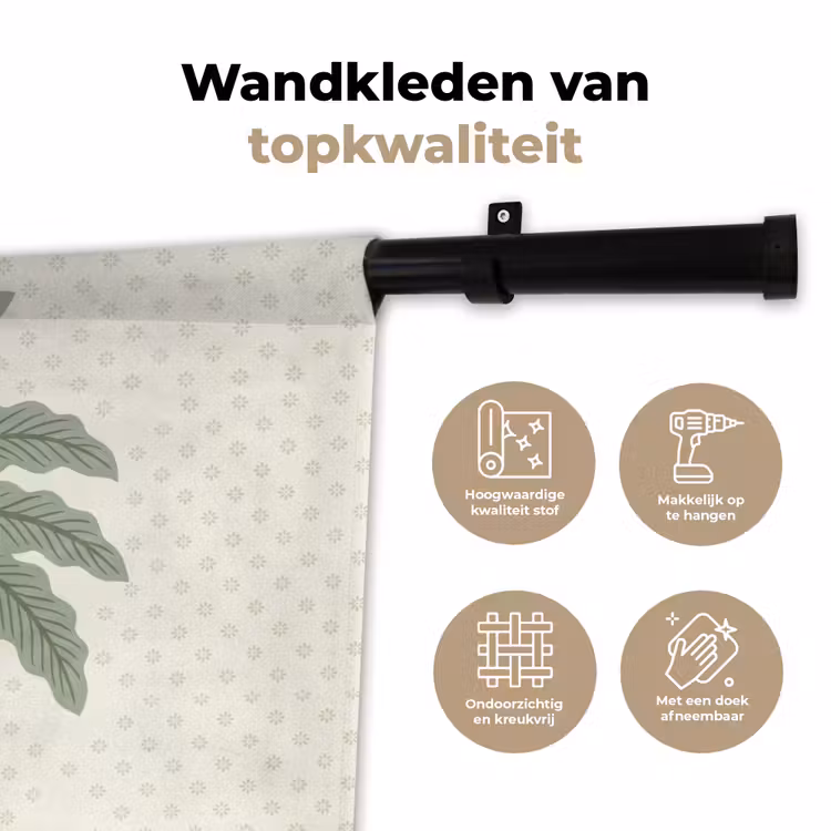Wandkleed - Boom - Bladeren - Groen - Decoratief - Beige — 3