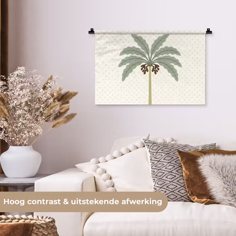 Wandkleed - Boom - Bladeren - Groen - Decoratief - Beige — 4