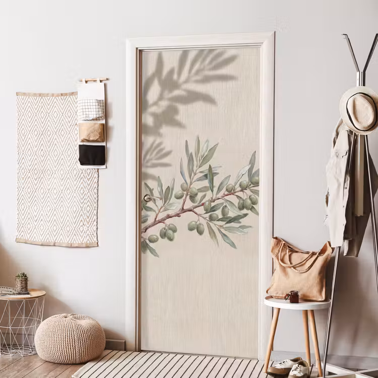 Deursticker - Olijftak - Bladeren - Natuur - Groen - Beige — 8