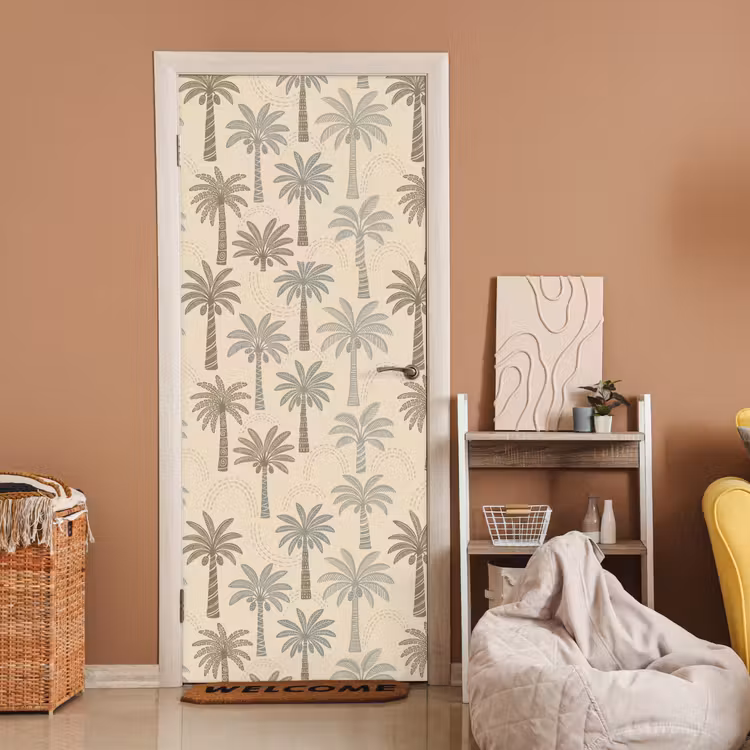 Deursticker - Palmbomen - Patroon - Tropisch - Beige — 2