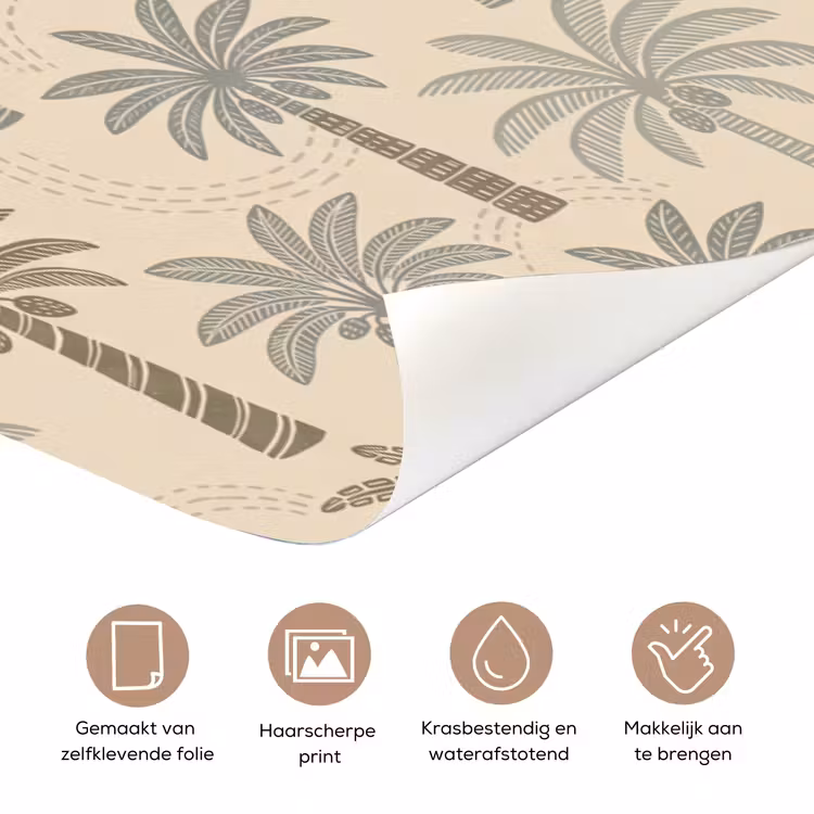 Deursticker - Palmbomen - Patroon - Tropisch - Beige — 3