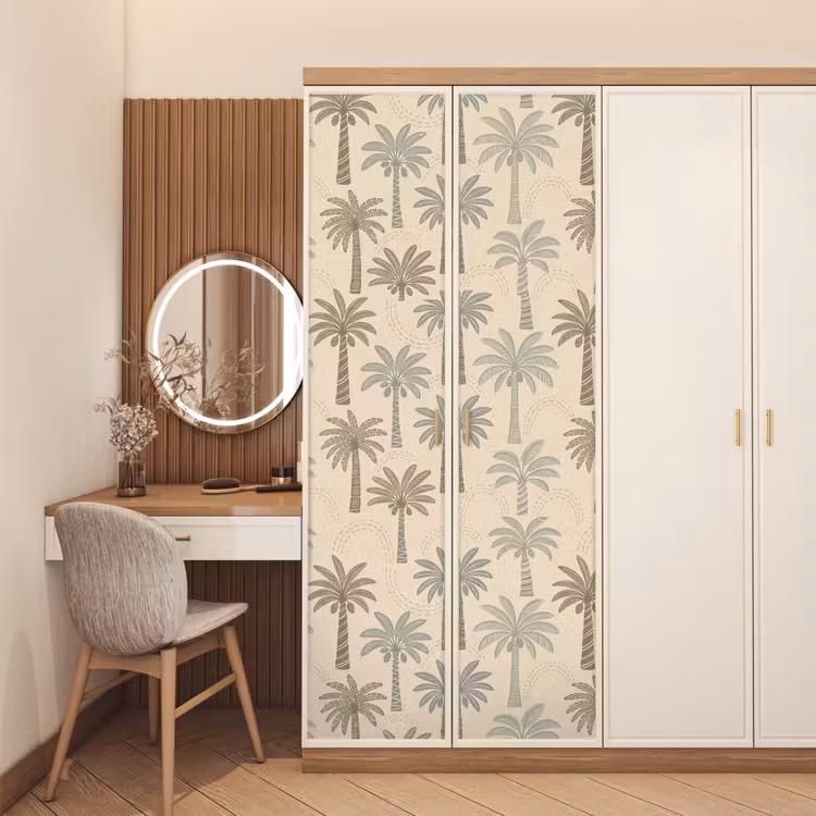 Deursticker - Palmbomen - Patroon - Tropisch - Beige — 5