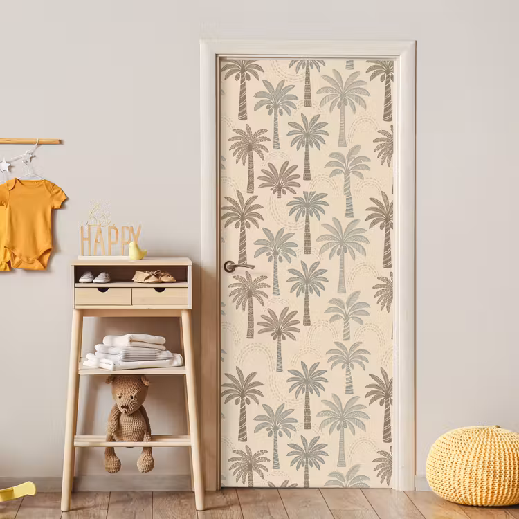 Deursticker - Palmbomen - Patroon - Tropisch - Beige — 6