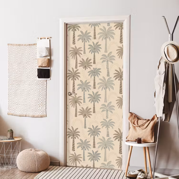Deursticker - Palmbomen - Patroon - Tropisch - Beige — 8