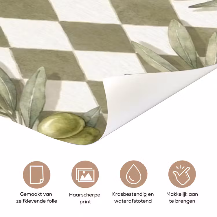 Deursticker - Plant - Olijftakken - Waterverf - Mediterraan - Groen — 3