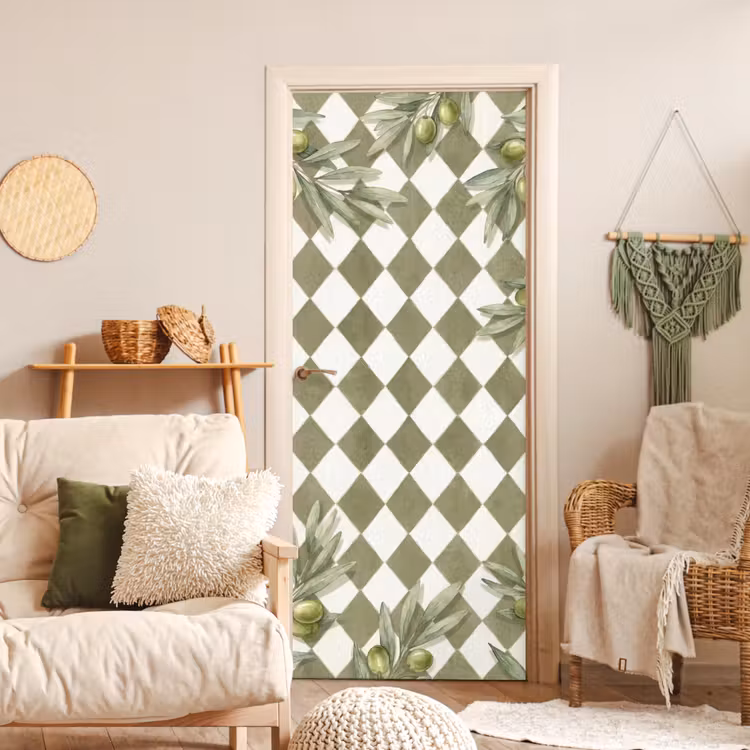 Deursticker - Plant - Olijftakken - Waterverf - Mediterraan - Groen — 4
