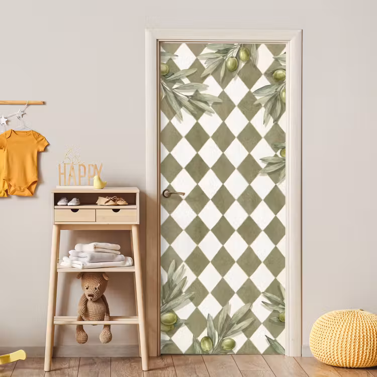 Deursticker - Plant - Olijftakken - Waterverf - Mediterraan - Groen — 6