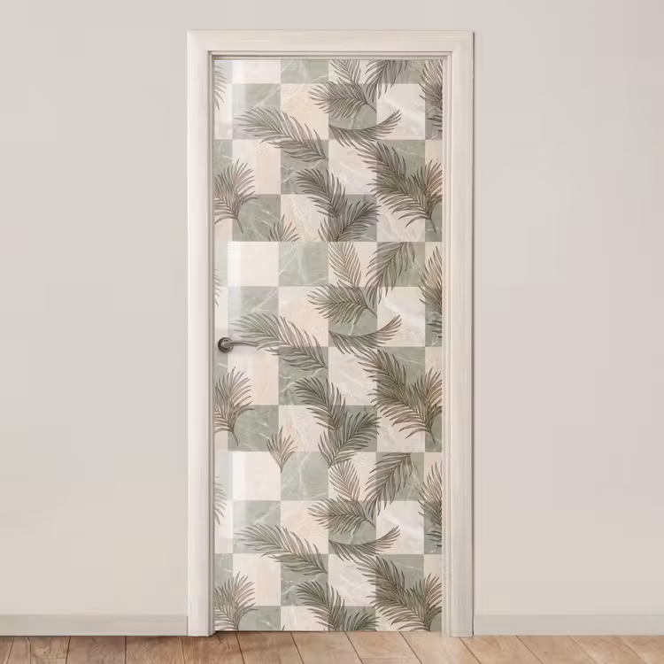 Deursticker - Planten - Bladeren - Marmer - Modern - Groen — 1