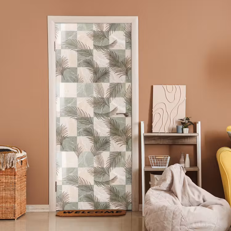 Deursticker - Planten - Bladeren - Marmer - Modern - Groen — 2