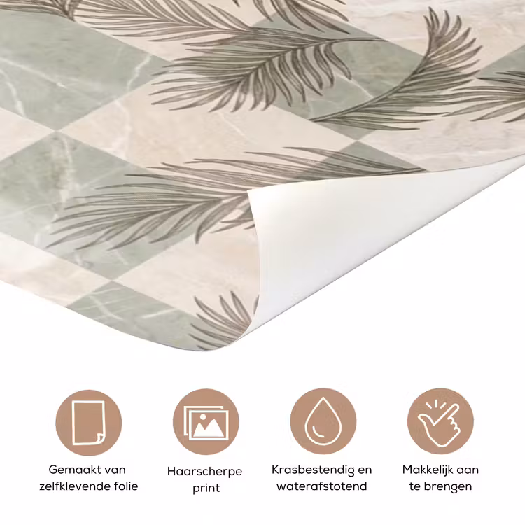 Deursticker - Planten - Bladeren - Marmer - Modern - Groen — 3