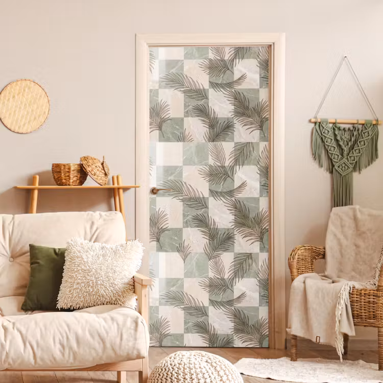 Deursticker - Planten - Bladeren - Marmer - Modern - Groen — 4