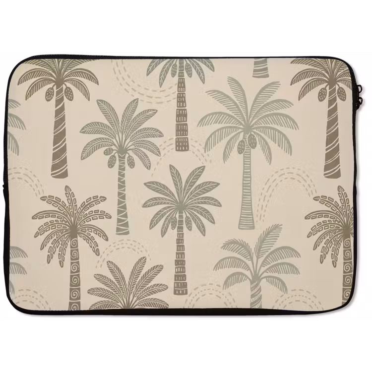 Laptophoes - Palmbomen - Patroon - Tropisch - Beige — 1