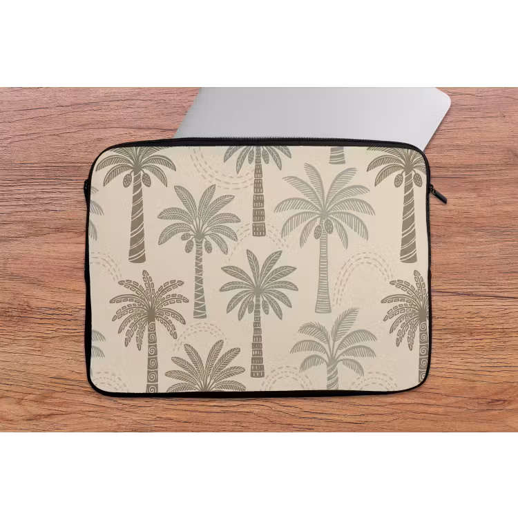 Laptophoes - Palmbomen - Patroon - Tropisch - Beige — 2