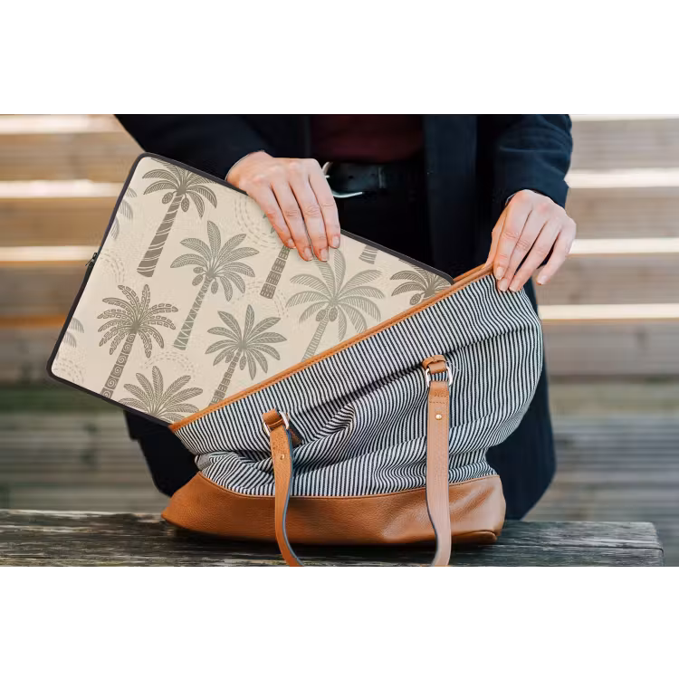 Laptophoes - Palmbomen - Patroon - Tropisch - Beige — 4