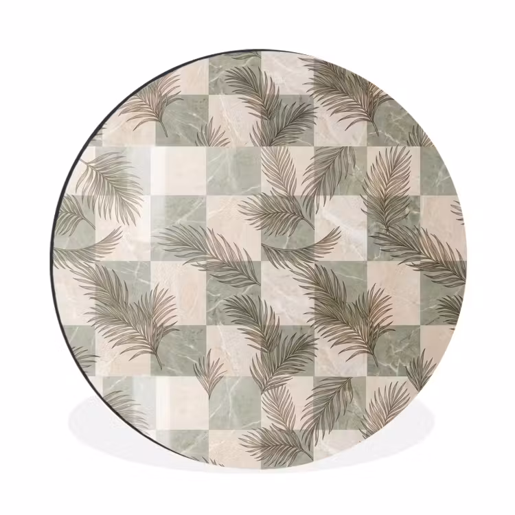Wandcirkel - Aluminium - Planten - Bladeren - Marmer - Modern - Groen — 1