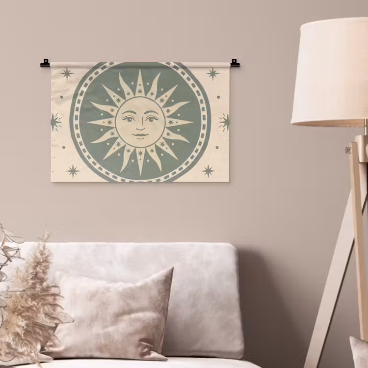 Wandkleed - Zon - Sterren - Astrologie - Vintage - Groen — 2