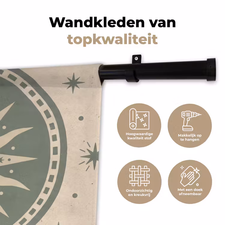 Wandkleed - Zon - Sterren - Astrologie - Vintage - Groen — 3