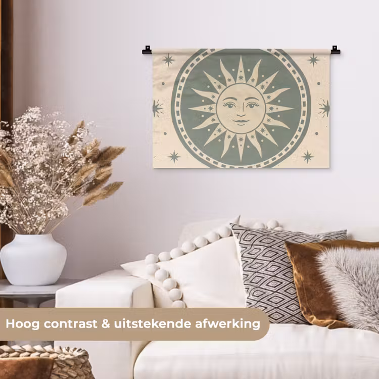 Wandkleed - Zon - Sterren - Astrologie - Vintage - Groen — 4