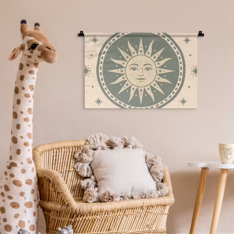 Wandkleed - Zon - Sterren - Astrologie - Vintage - Groen — 5