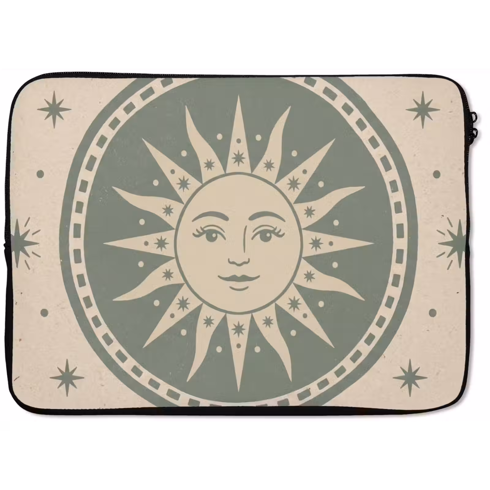 Laptophoes - Zon - Sterren - Astrologie - Vintage - Groen — 1