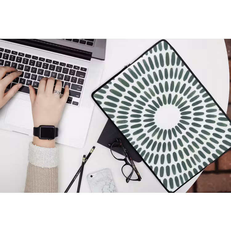 Laptophoes - Abstract - Cirkel - Patroon - Modern - Groen — 3